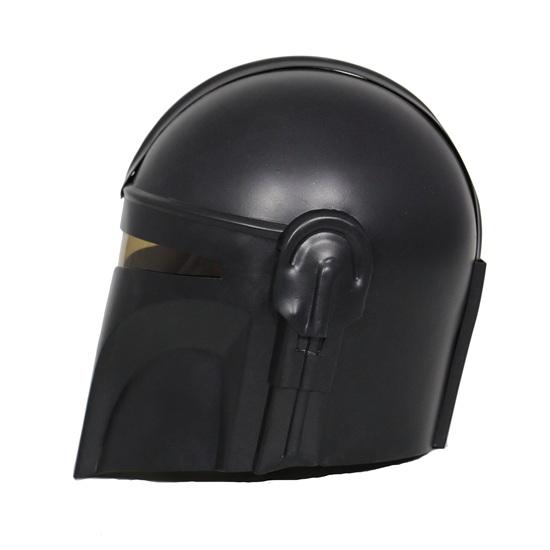 Handgefertigter schwarzer Stahlhelm mit Kettenriemen – Halloween-Helm, Geschenk