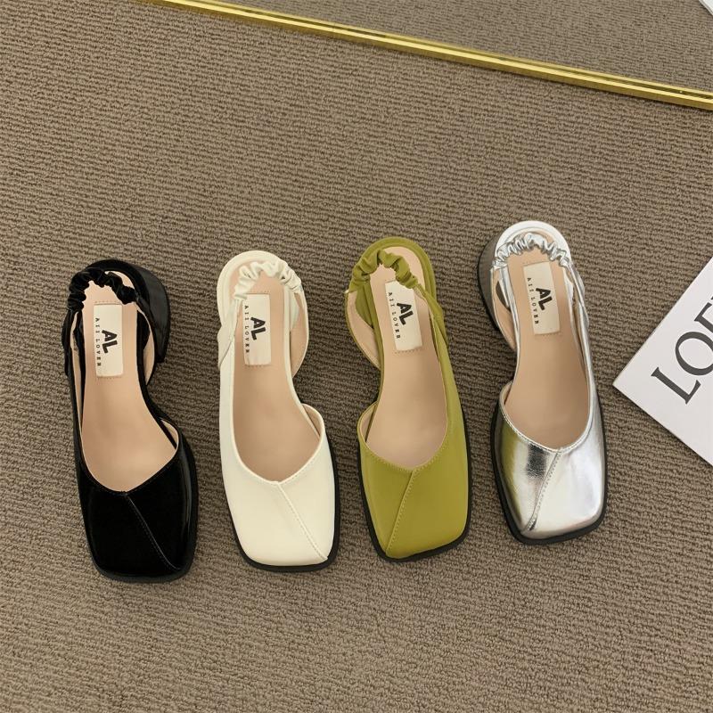 Dámské Vintage Univerzální Mary Jane Boty 2025 Léto Plochý Podpatek Čtvercová Špička Do Práce Dámské Nazouvací Ležérní Kožené Sandály