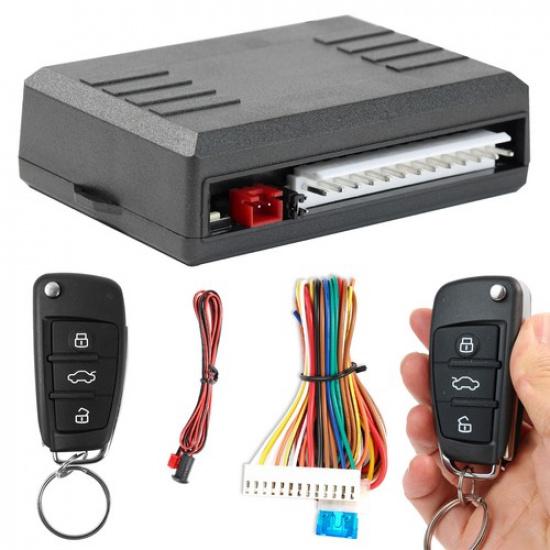 3-button Remote Control Lock Kit Keyless Entry Car Alarm System & 2 Flip Key Fob