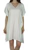 Bimba Women Short White Rayon Kaftan Slight Sheer Coverup Caftan Sleep Shirt