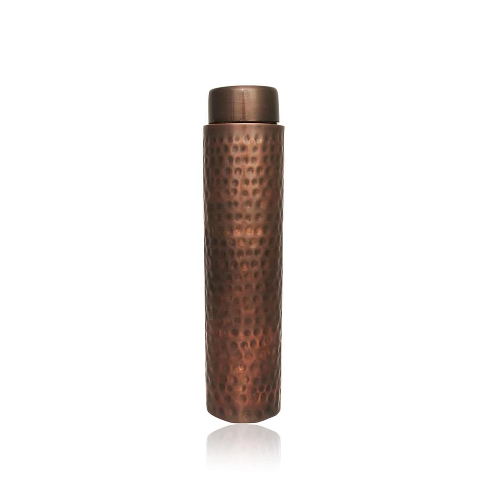 Pure Copper Rarity Curve Diamond Design Water Bottle with Advanced Leak Proof Protection and Joint Less With Antique Look |
