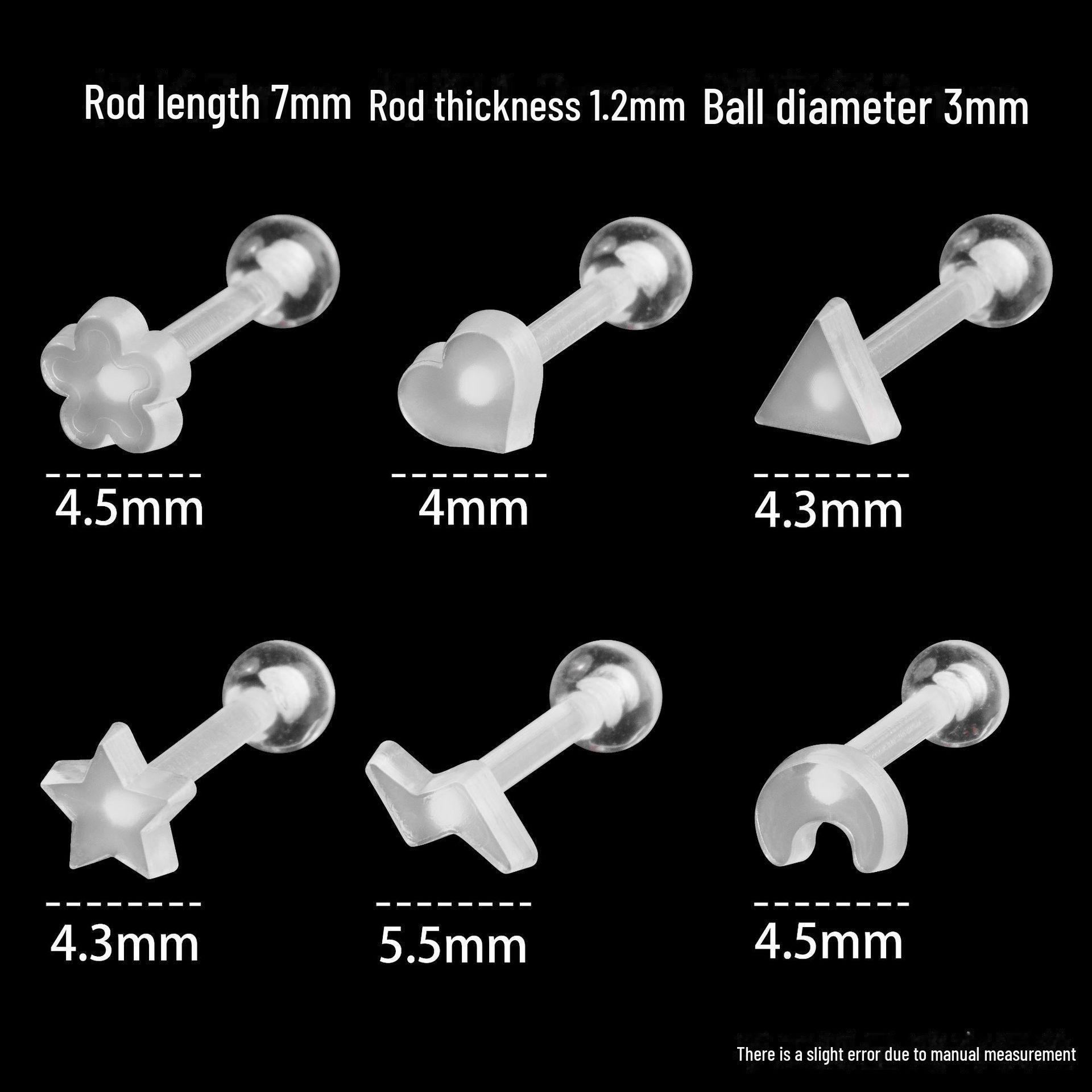 

Прозрачные невидимые от ультрафиолета украшения для пирсинга губ и бровей Black 6 variants pack