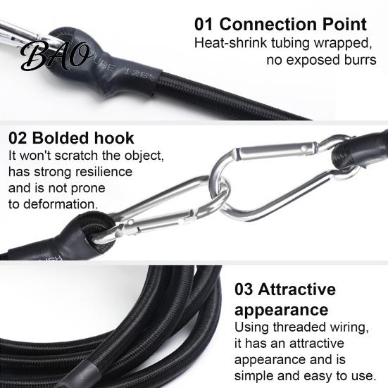 High Strength Straps Bungee Cords with Carabiner Hooks, Heavy?Duty Outdoor Straps, Elastic Cargo Securing Ropes Binding Rope for Tarps, Tent,