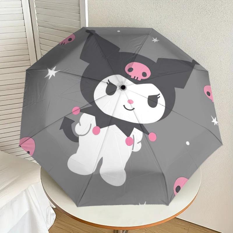 1pc Gothic Kuromi Round Sticker Umbrella with Plastic Handle,Suitable for All Seasons Home Travel Outdoor UmbrellaSanlio605