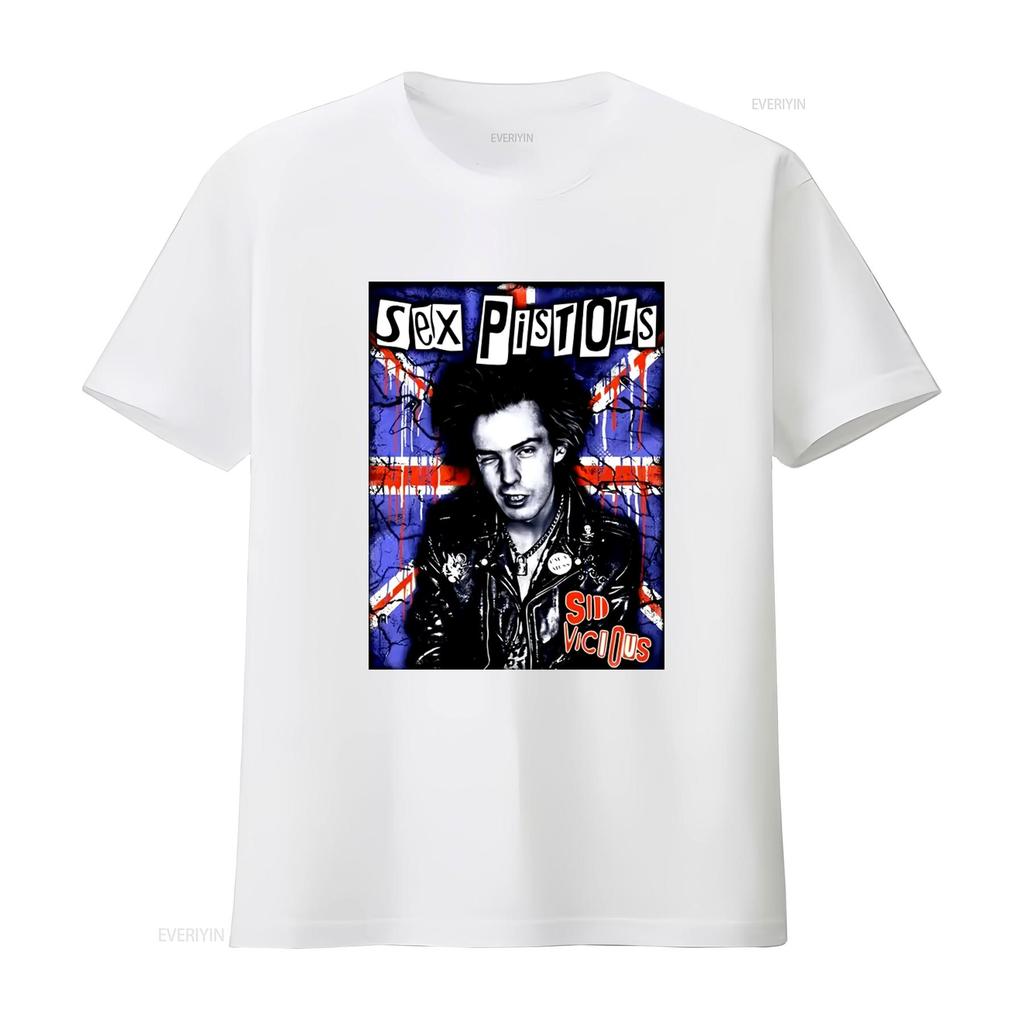 Rara Maglietta in Cotone Sid Vicious Sex Pistols Stile Rock Punk Vintage Elastica Designer Abbigliamento Alla Moda