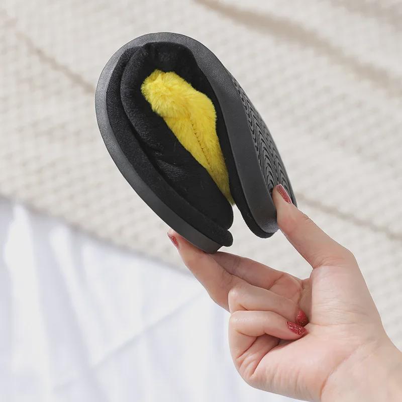 Útulné korejské dámské bavlněné pantofle - protiskluzové, teplé, kreslený design broskvového srdce na podzim/zimu.