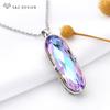 Vintage Elegant Large Oval Crystal Pendant Rose Gold Color Necklace For Women Girls Wedding Luxury Jewelry Gift