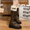 Autumn Winter Short Plush Woman Knee High Boot Fashion Butterfly-knot Knight Long Booties Thick Bottom Botas Feminino