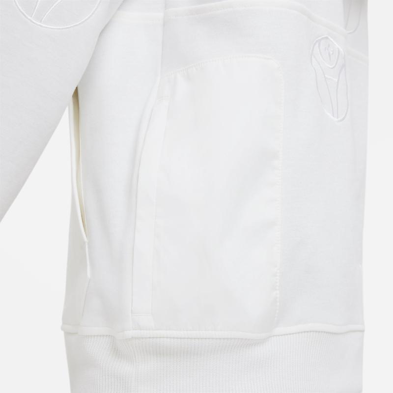 Nike Solid Color Pocket Half-Zip Hooded Sweatshirt Kids Tops White DX5700-133