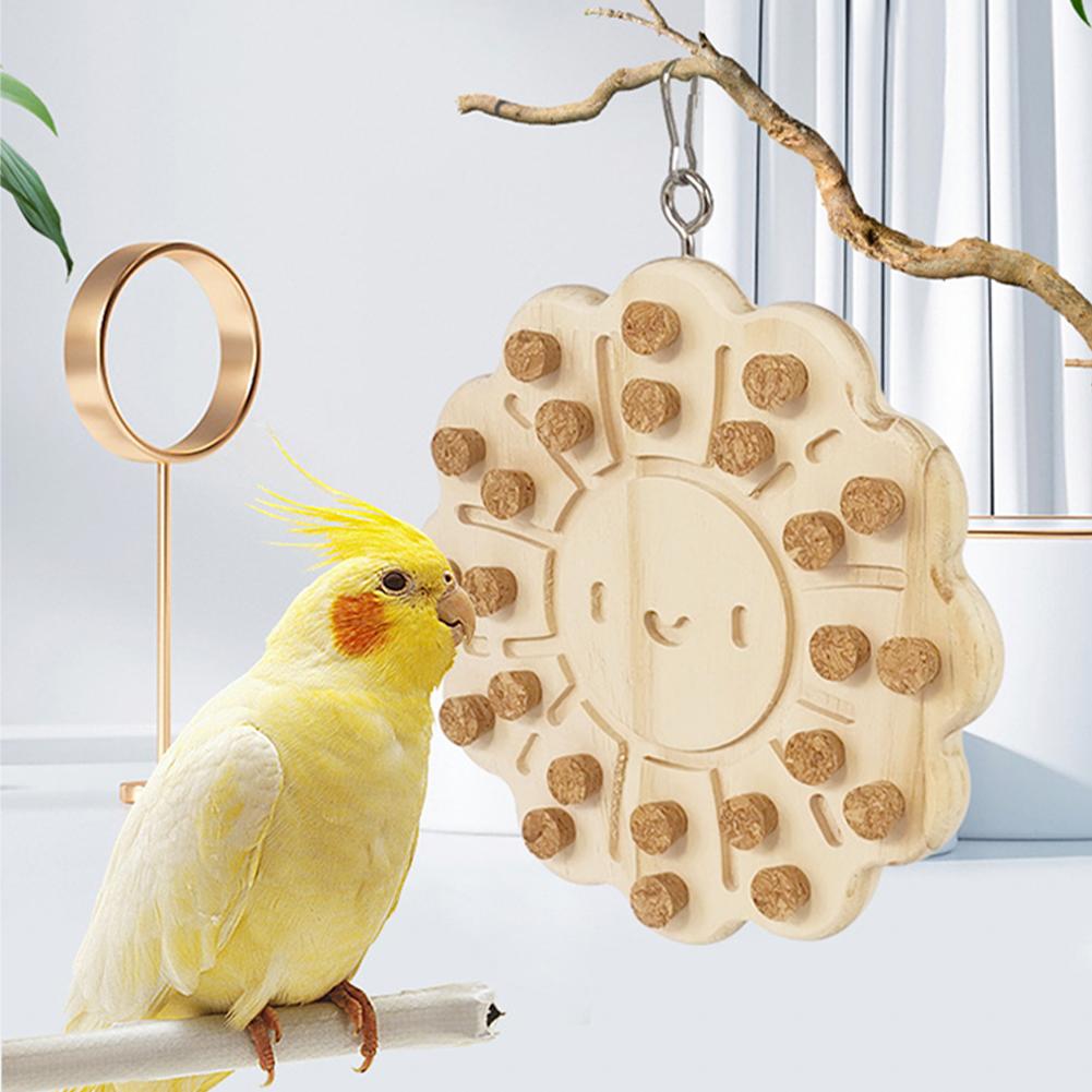 Parrot Chewing Toys Natural Wooden Parrots Block Cork Puzzle Toy Hanging Small Birds Playing Tearing Toy Bird Accessories