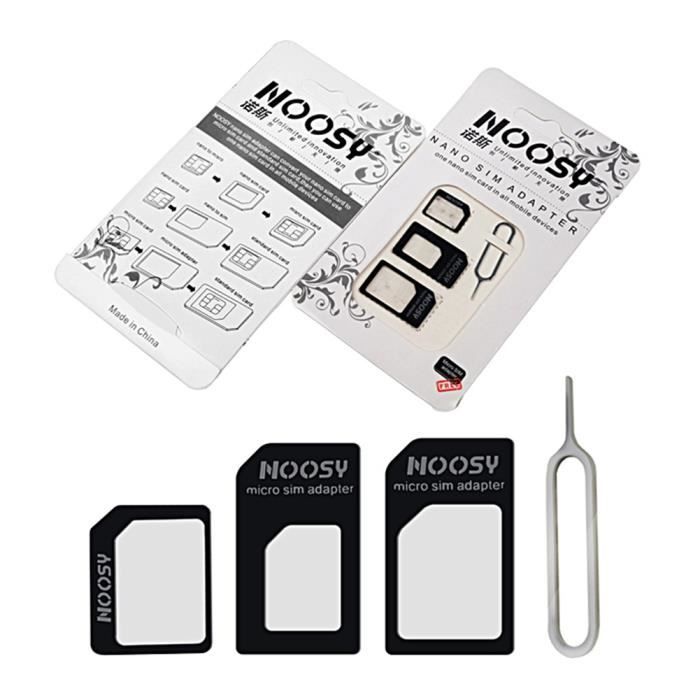 Nano Simkartenadapter 4 in 1 Micro iPhone HTC SAMSUNG Noosy schwarz