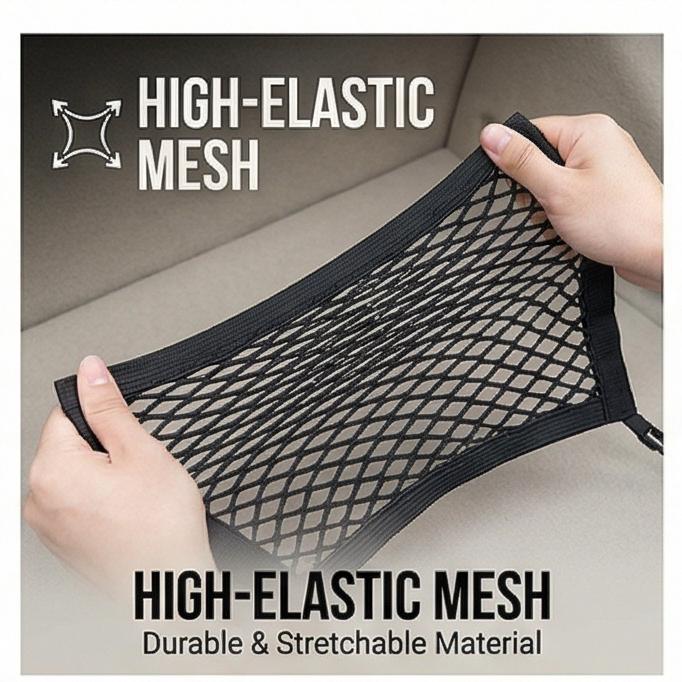 Car Trunk Mesh Organizer - Elastic Magic Tape Storage Net