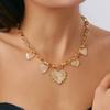 KunJoe Vintage Love Heart Pendant Choker Necklace for Women Exquisite Gold Color Adjustable Clavicle Chain Lady Jewelry Gift New