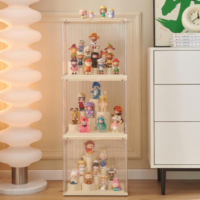 Stackable Transparent Magnetic Figurine Display Rack for Blind Boxes Pop Mart Storage Box Display Case for Collectible Toys