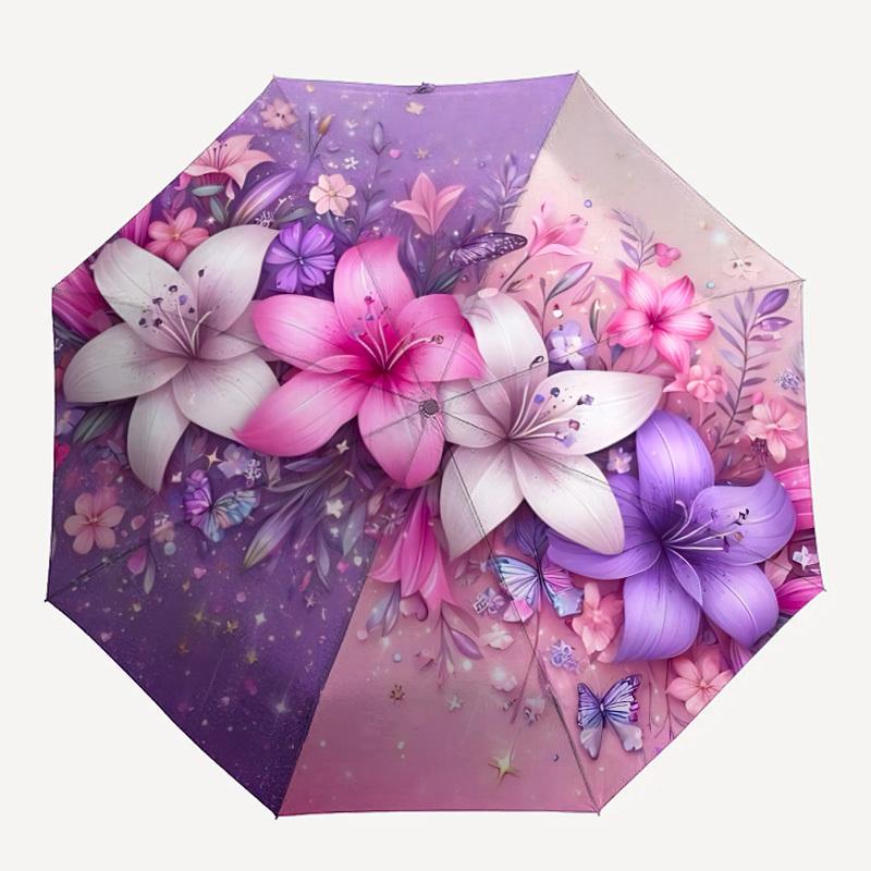 

1pc Floral Fantasy Automatic Open/Close Umbrella, Compact Travel Umbrella, 8-Rib Sturdy Frame - Ideal Gift for Friends yy251118104