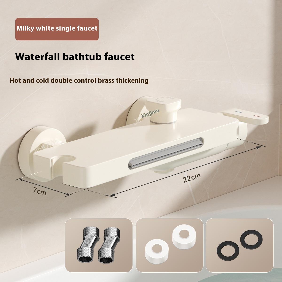 High Flow Mixing Valve Shower Kit Showerhead Set Solid Brass Wall Mounted Bathtub Faucet with Waterfall Spout Shower Accessories