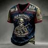 Men's V-Neck T-Shirt with Halloween Print, Casual Tee