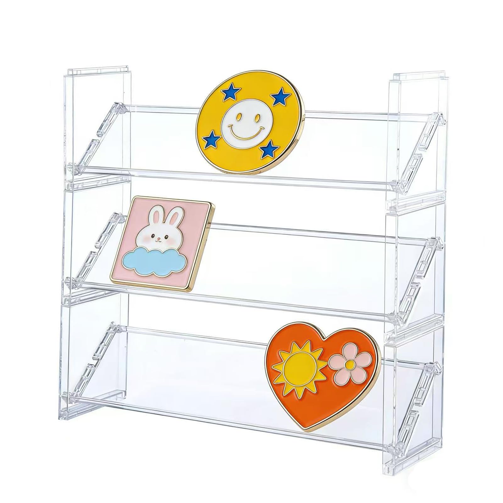 

Button Badge Storage Display Holds 12 Clear Display Fits Badges Collection Display 32cm Wide Stand, 3-Tier, Badges, Case, Rack, 5.8cm-7.5cm,