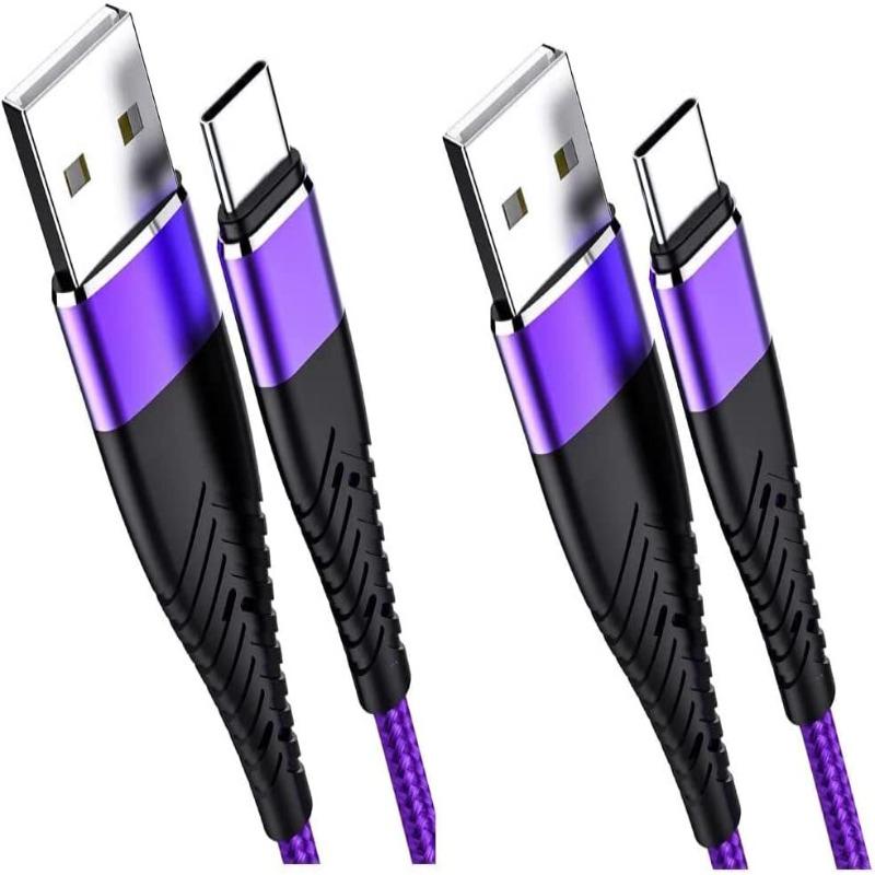 

Кабель типа-c(2М*2упак.) Плетеный шнур для зарядки USB A — USB-C, совместимый с Samsung Galaxy S10 S10E S9 S8 S20 Plus и другими зарядными устройствами TYPE-C 2m