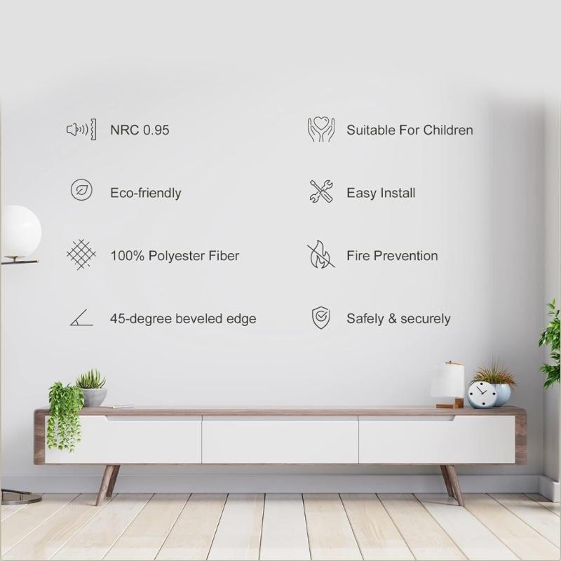 12 Pieces Acoustics Foam Wall Tiles Soundproof Foam Panel Square Wall Panels Perfect for Quiet Study Spaces and Library
