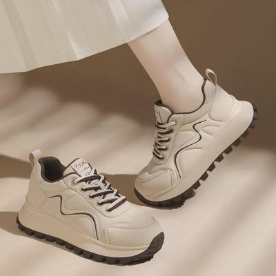 Damen Echtleder Forrest Gump Schuhe: Leichte, rutschfeste, weich besohlte Schnür-Freizeitsneaker für Herbst 2024