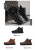 Men's Plus Size Handmade Leather Mid-top Boots - Thick Sole, Lace-up, Outdoor Casual