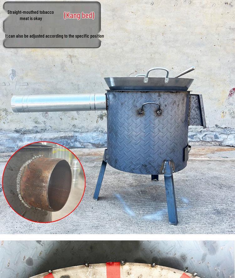 Estufa de Leña Engrosada con Cajón de Cenizas - Ahorro de Energía, Sin Fugas, Uso en Camping al Aire Libre y Hogar