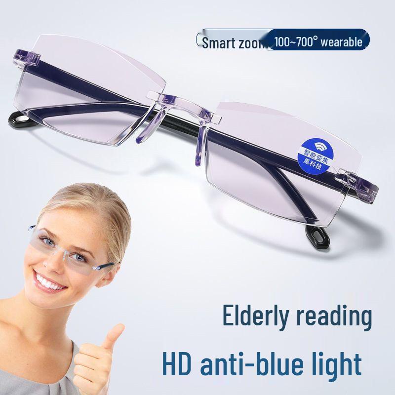 Automatic Black Technology Anti-Blue Light Rimless Reading Glasses