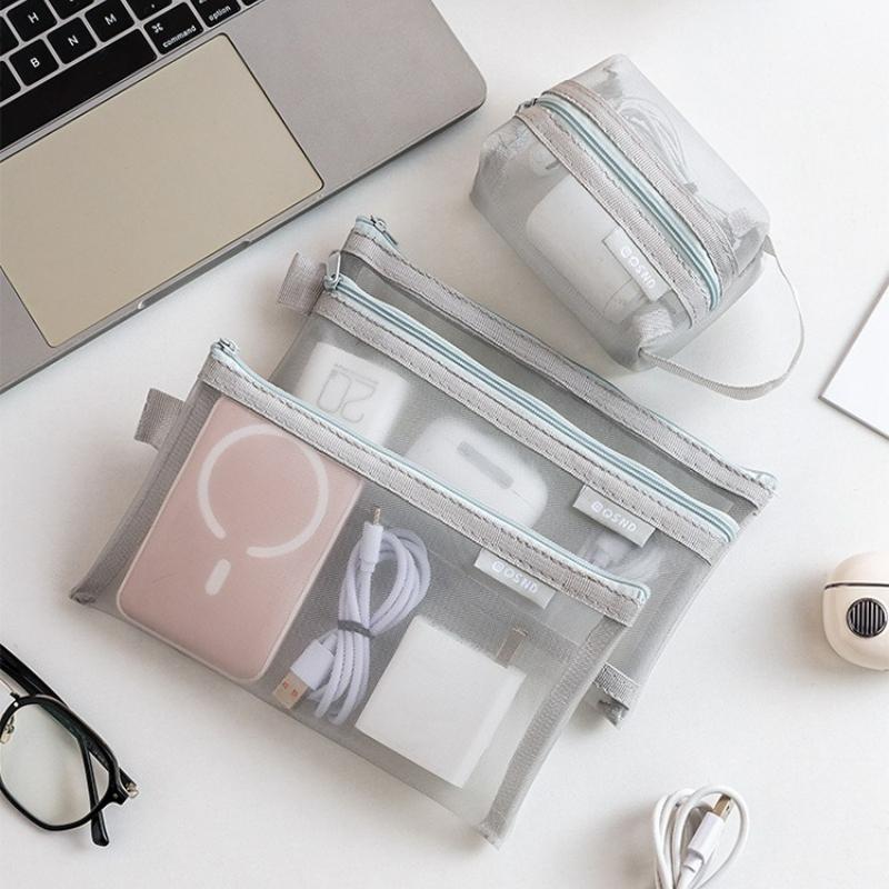 6pcs Transparent Mesh Coin and Miscellaneous Storage Bags, Portable 3D Card Organizer Pouches Cosmetic Bags Travel Storage Bag