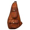 UNISEX Vintage Leather Shoulder Bag Sling Bag Chest Belt Brown