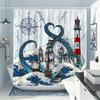 Octopus Shower Curtain Nautical Ocean Sea Turtle Beach Coastal Blue Fish Seashell Jellyfish Fabric Bath Curtains Bathroom Decor