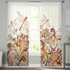 Dragonfly Flowers Curtain Living Room Voile Window Blinds Bedroom Tulle Drape Kitchen Cortinas Hall Curtains Light Filtering Polyester Ideal For Great