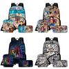 One Piece Lightweight Cartoon School Backpack Student Boy Girl BookBag with Front Pocket 3pcs Set With Crossbody Bag Pencil Case