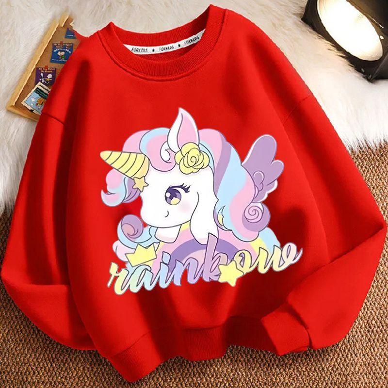 Children's Cartoon Unicorn Hoodie, Long-sleeved Loose Coat for Boys and Girls Spring and Autumn