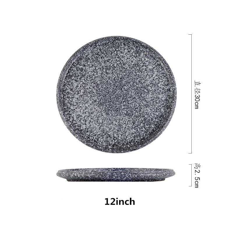 Steak plate plate Household creative black sushi Commercial Japanese food Dim sum flat plate breakfast dishes and plates sets