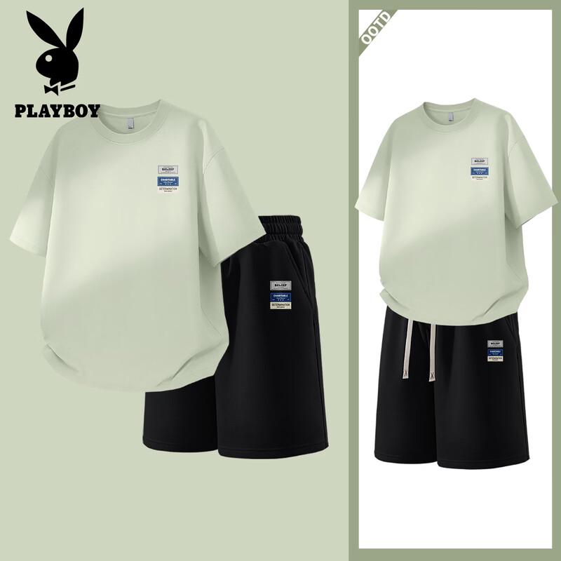 Playboy Men s Summer Casual Cotton T-Shirt & Shorts Set L