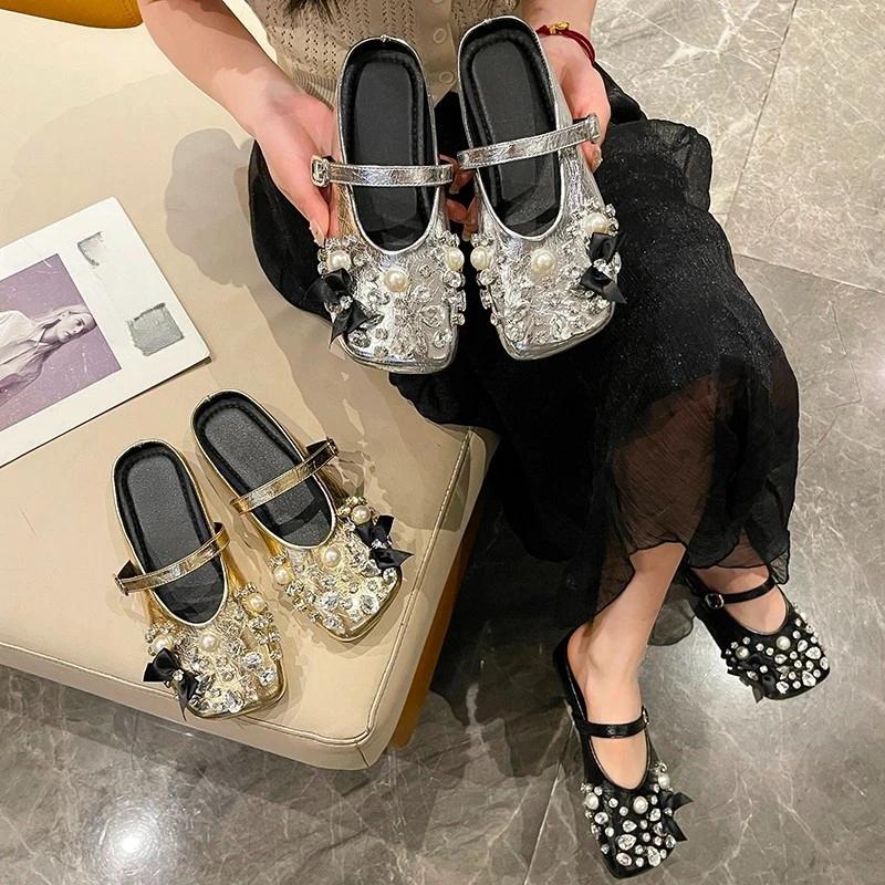 Fashion Baotou Semi-slippers 2025 Spring and Summer New Fashion Cool Drag Flat Shoes for Women