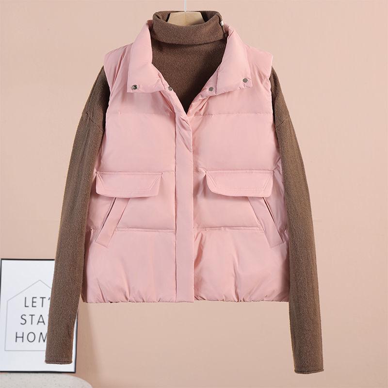 Women's Fashionable Winter Down Vest - Korean Style, Petite, Short Length