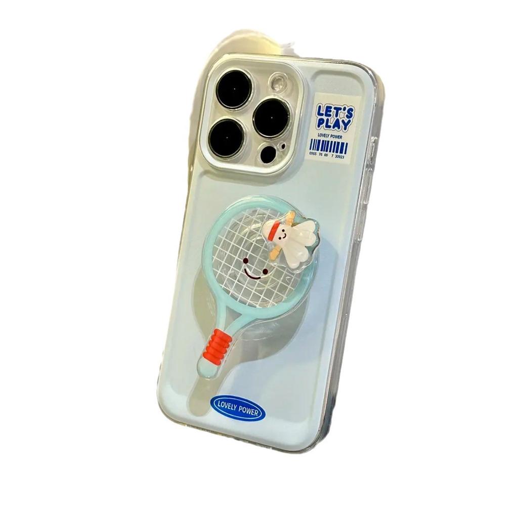 Feather Table Tennis Racket Stand Suitable for IPhone16 15 Protective Case Apple 14 Mobile Phone Case 13 New Model 12 Women