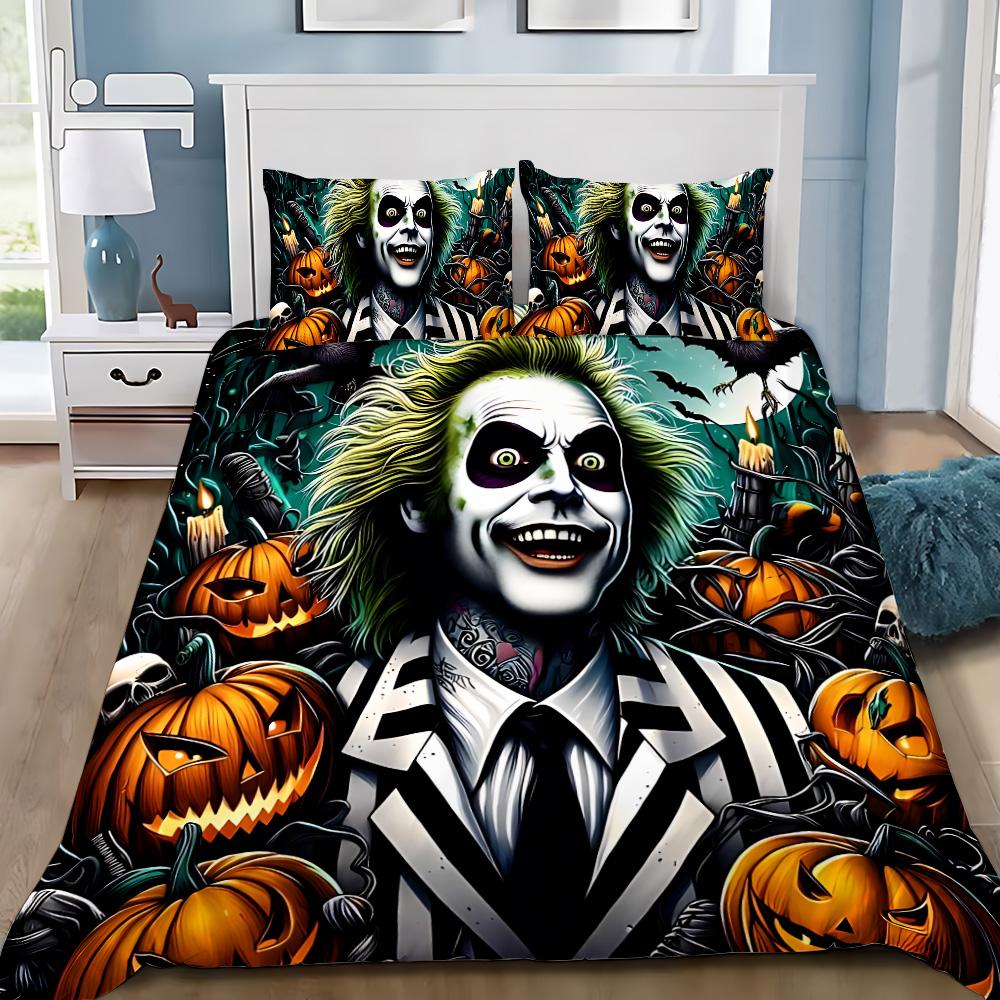 NEUES Bettwäscheset mit Bettbezug und Kissenbezug Horror B-Beetlejuices für Erwachsene Jungen Mädchen Schlafzimmer Dekoration Kinder Einzel Doppel Große Größe
