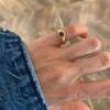 Foxanry Gold Color Blue Zircon Star Tail Rings For Women Couples Exquisite Trendy Elegant Temperament Engagement Jewelry Gifts