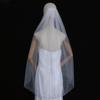 1 Tier Wedding Bridal Veil with Comb Sparkling Rhinestones Adornment Short Fingertip Length Cut Edge Tulle Veil