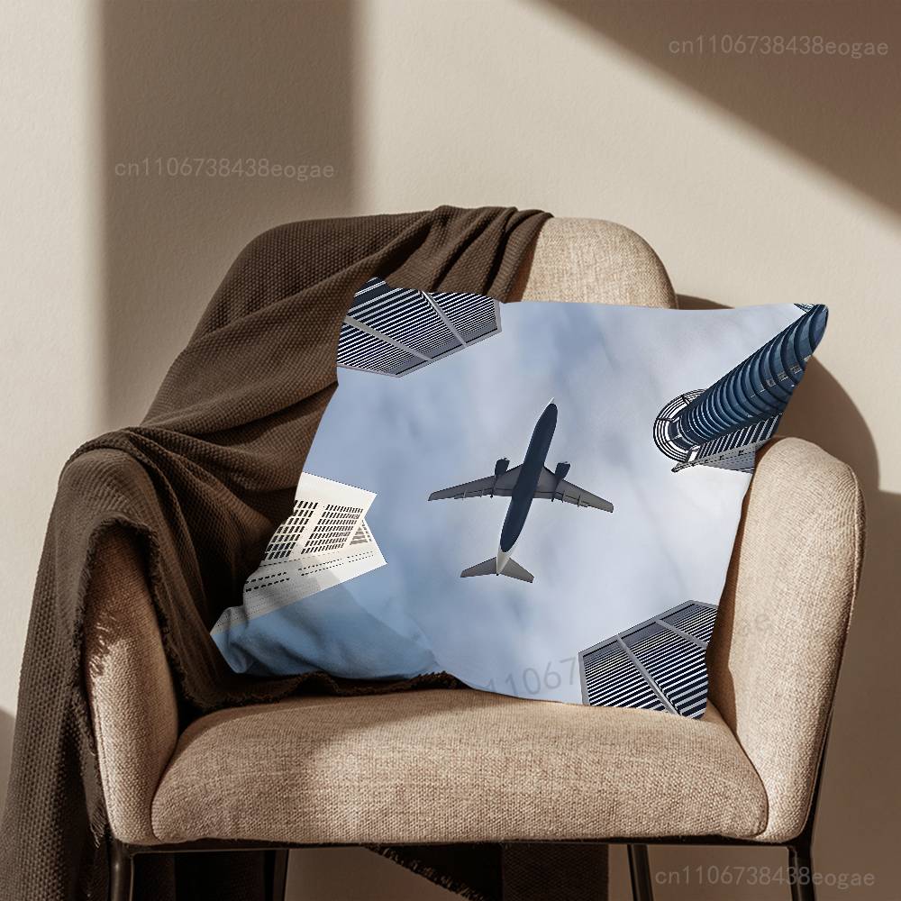 Art Airplane Plane Pillow Case For Room Sofa Cushion Cover Suitable For Home Bedroom Decoration And Protector