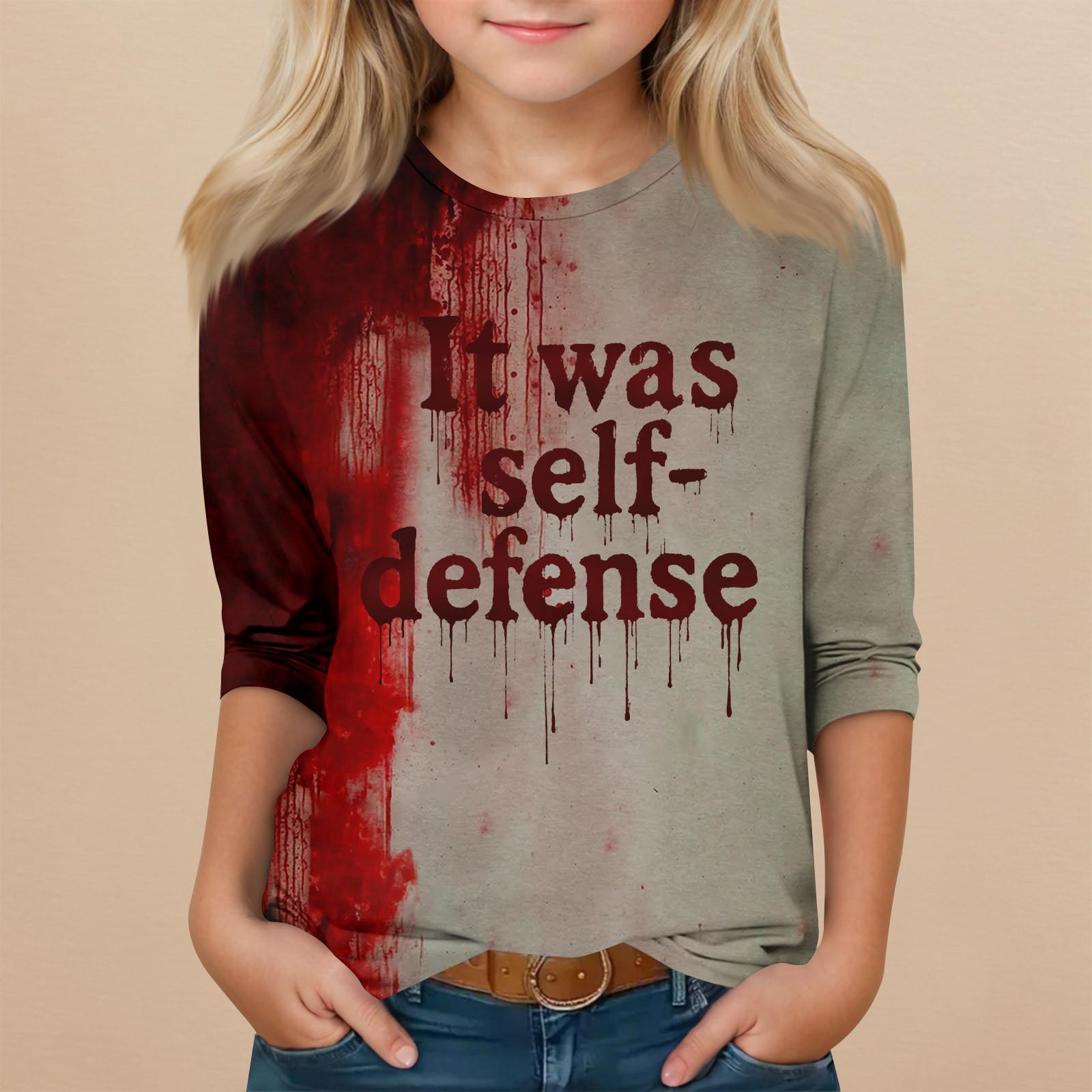 

Детский топ с рукавом 3/4 и круглым вырезом, с принтом на Хэллоуин, повседневный 160