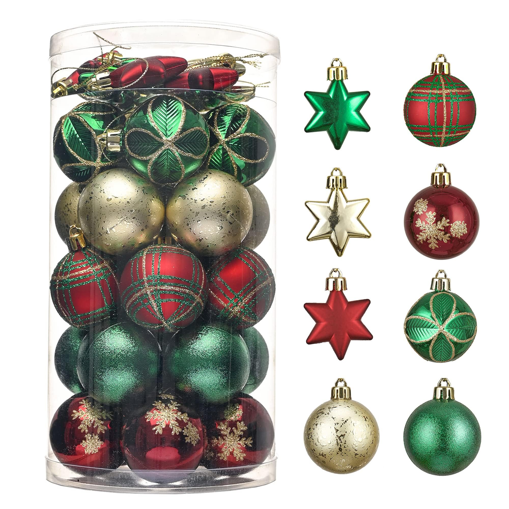 

Valery Madelyn Christmas Set of and Gorgeous Christmas Tree Ornaments, 5cm, 35, Red, Green, Gold. Stylish, Ornaments.
