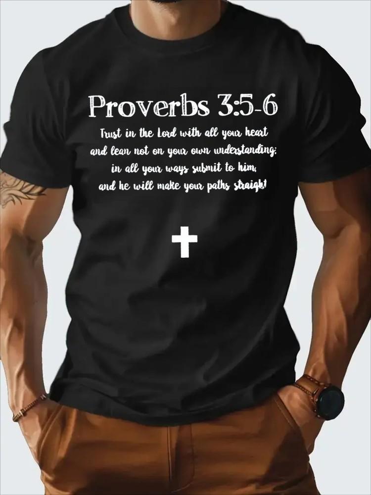 

Men039;s Proverbs 3:5-6 Inspirational Faith T-Shirt 100% Cotton Casual Loose Fit Unisex T-Shirt XXL