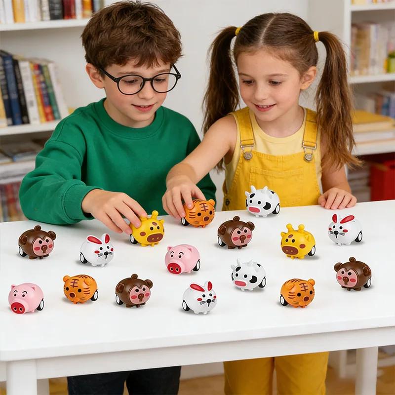 10 Pezzi Macchinine a Retrazione Animali Cartone Animato Giocattolo per Bambini Gadget Festa di Compleanno Riempitivi Pignatta Regalo di Natale Pasqua Premi per la Classe