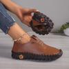 2025 Women's Soft Leather Casual Shoes - Stitching Rubber Sole, Sizes 35-45