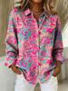 Damen Bluse 3D Druck Elegant Langarm Hemd Reverskragen Oberteile Arbeit Büro Damen Oberteile Sommer Frühling Herbst Winter