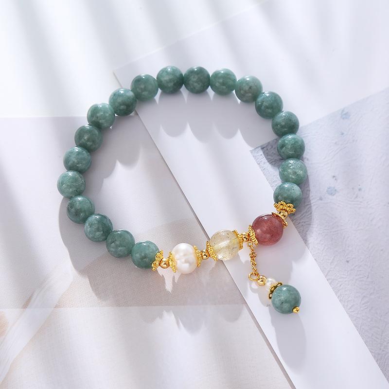 Jade Crystal Bracelet Freshwater Pearl Strawberry Crystal Accessories Bangles Women Fashion Jewelry Accessories Gift